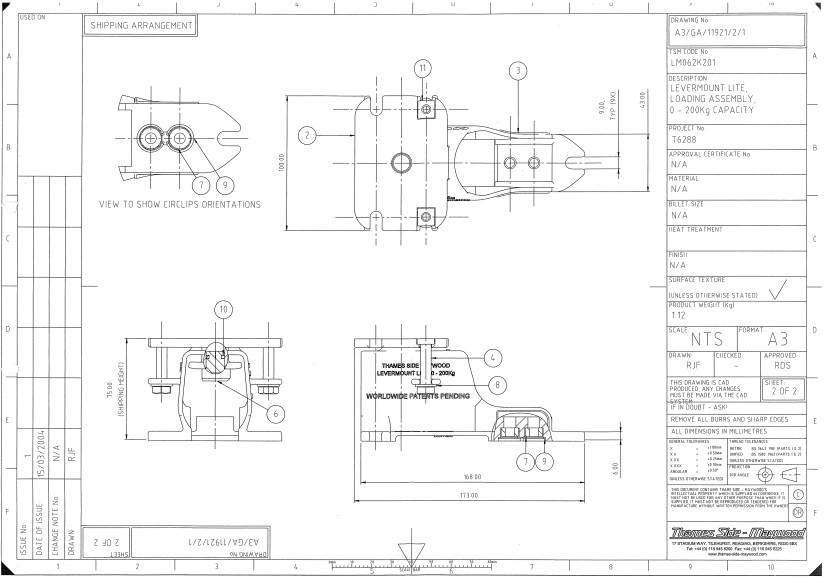 LeverMount Lite GA drawing