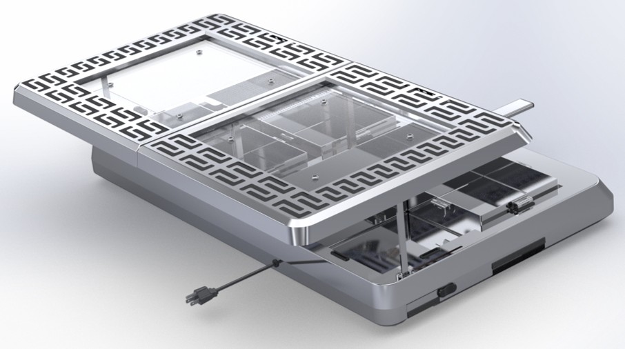 Open lids with filter/extraction path